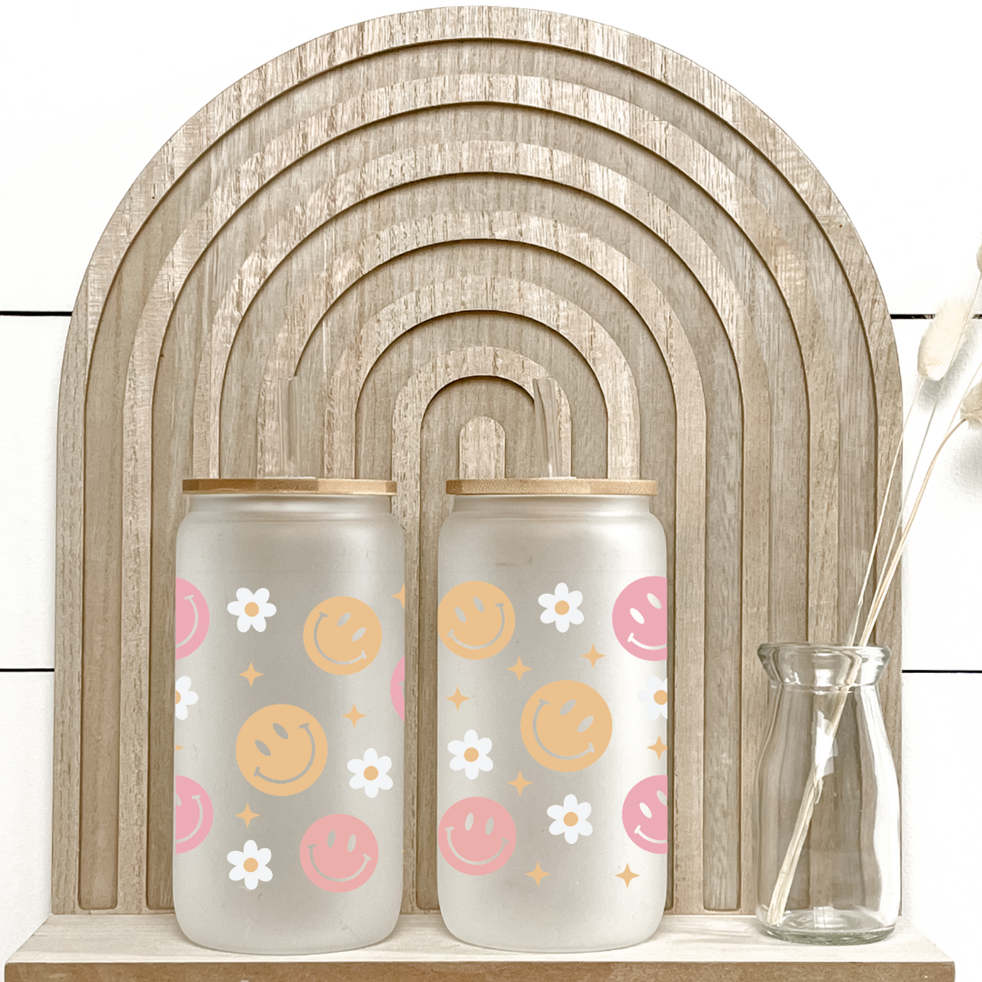 16 Oz Can Glass - Smiley
