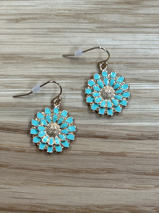 Mint & Gold Flower Earrings