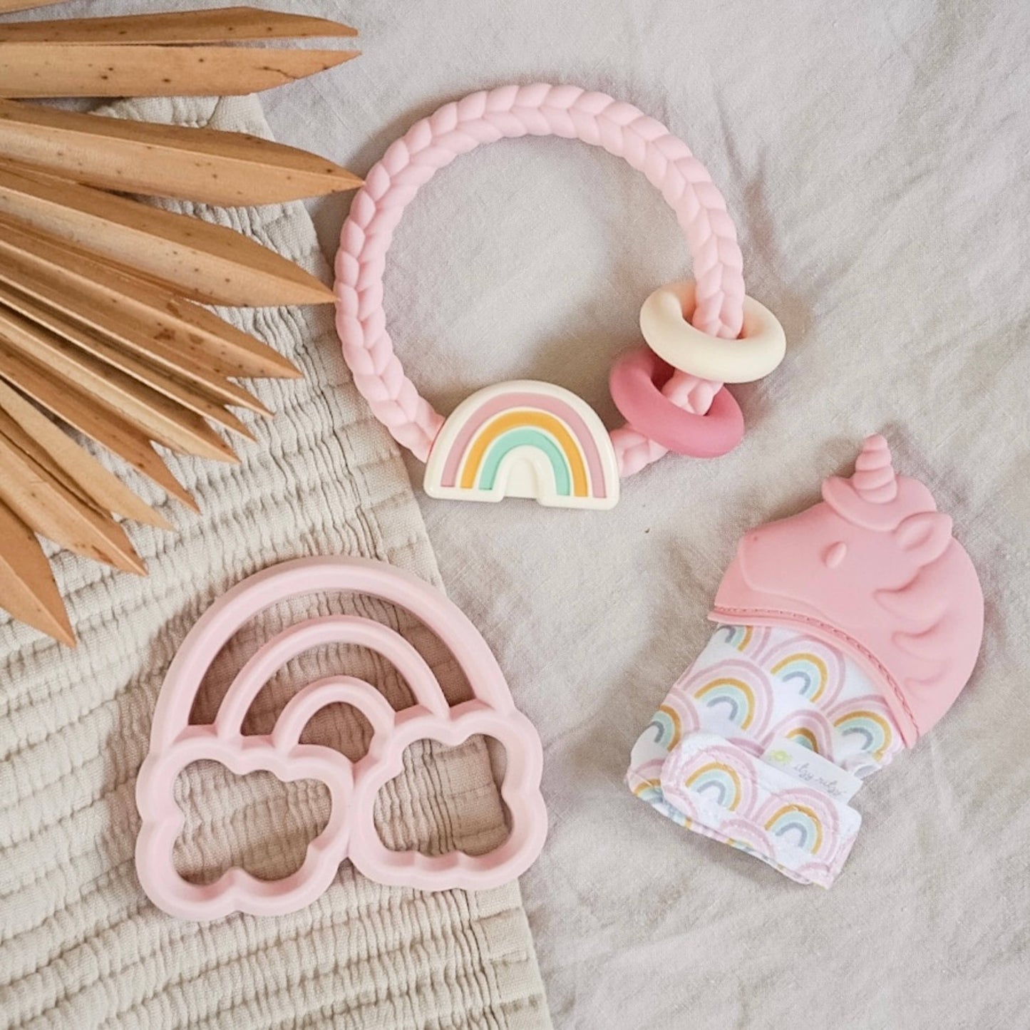 Ritzy Rattle™ Silicone Teether Rattles - Highland Cow