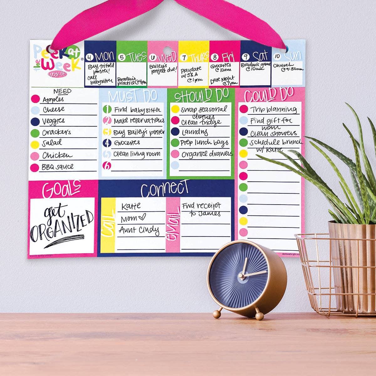 Peek at the Week® Weekly Planner Pad - Preppy 'n' Pink