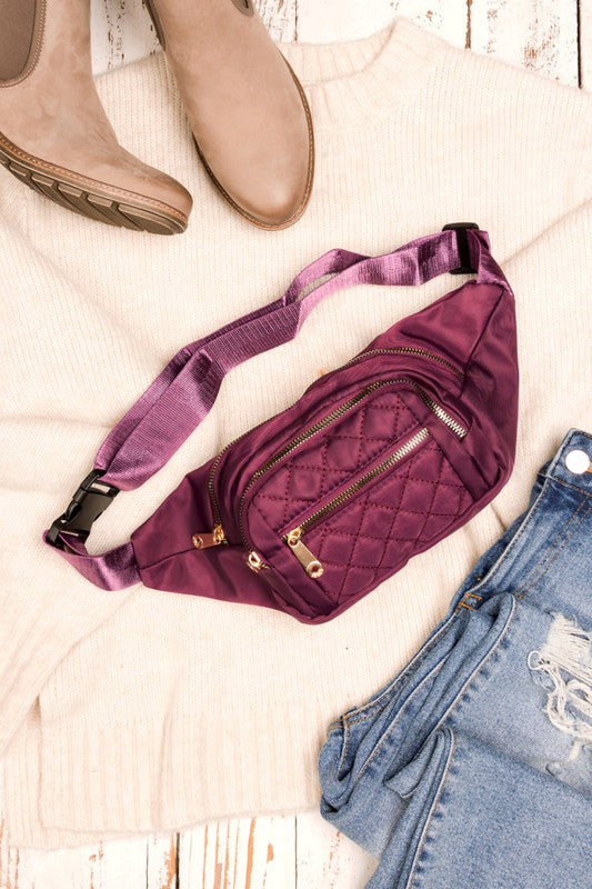 Quilted Sling Bag - Black, Pink, Plum or Navy