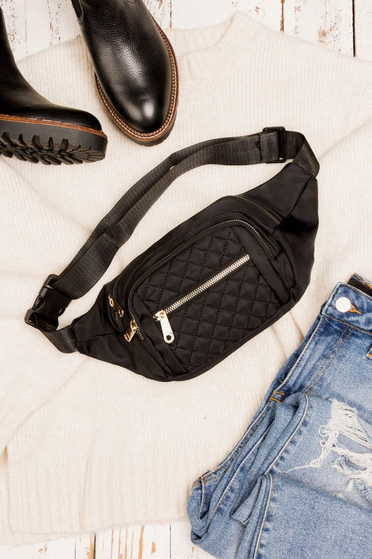 Quilted Sling Bag - Black, Pink, Plum or Navy
