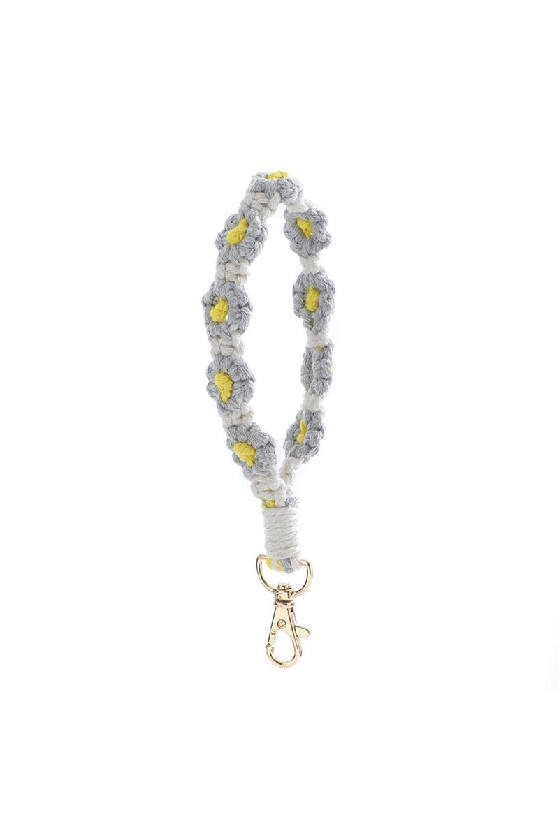 Daisy Flower Wristlet Keychain