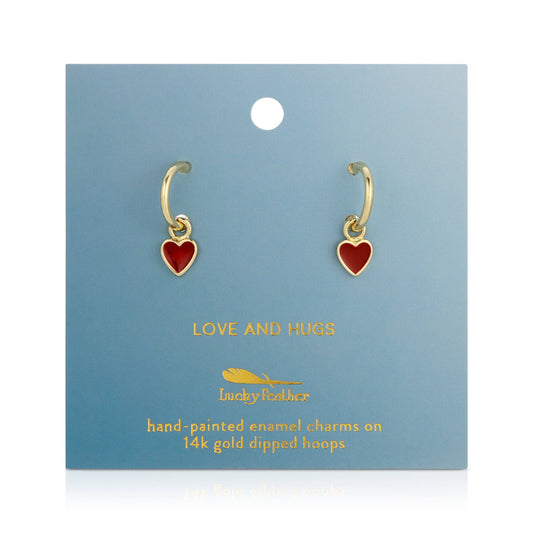 Heart Drop Hoop Earrings