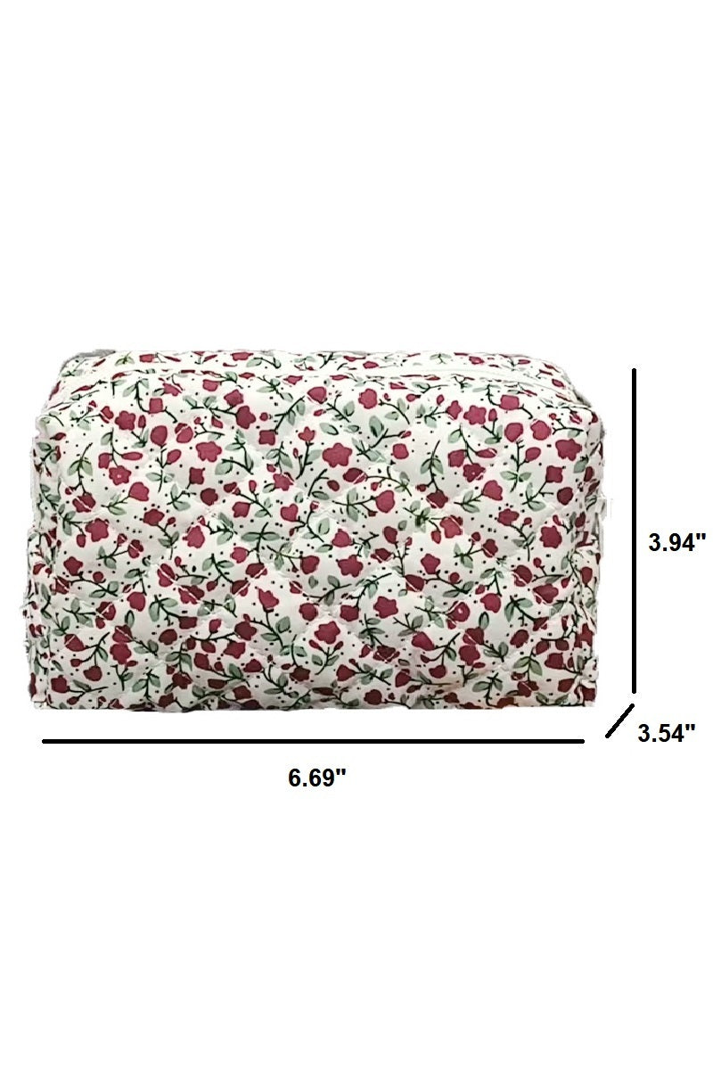 Quilted Floral Cosmetic Bag