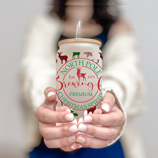 16 Oz Can Glass - North Pole