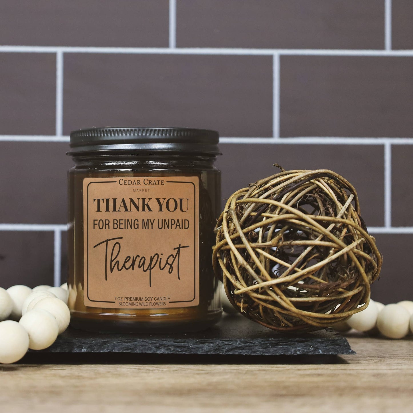 Thank You For Being My Unpaid Therapist Amber Jar Soy Candle