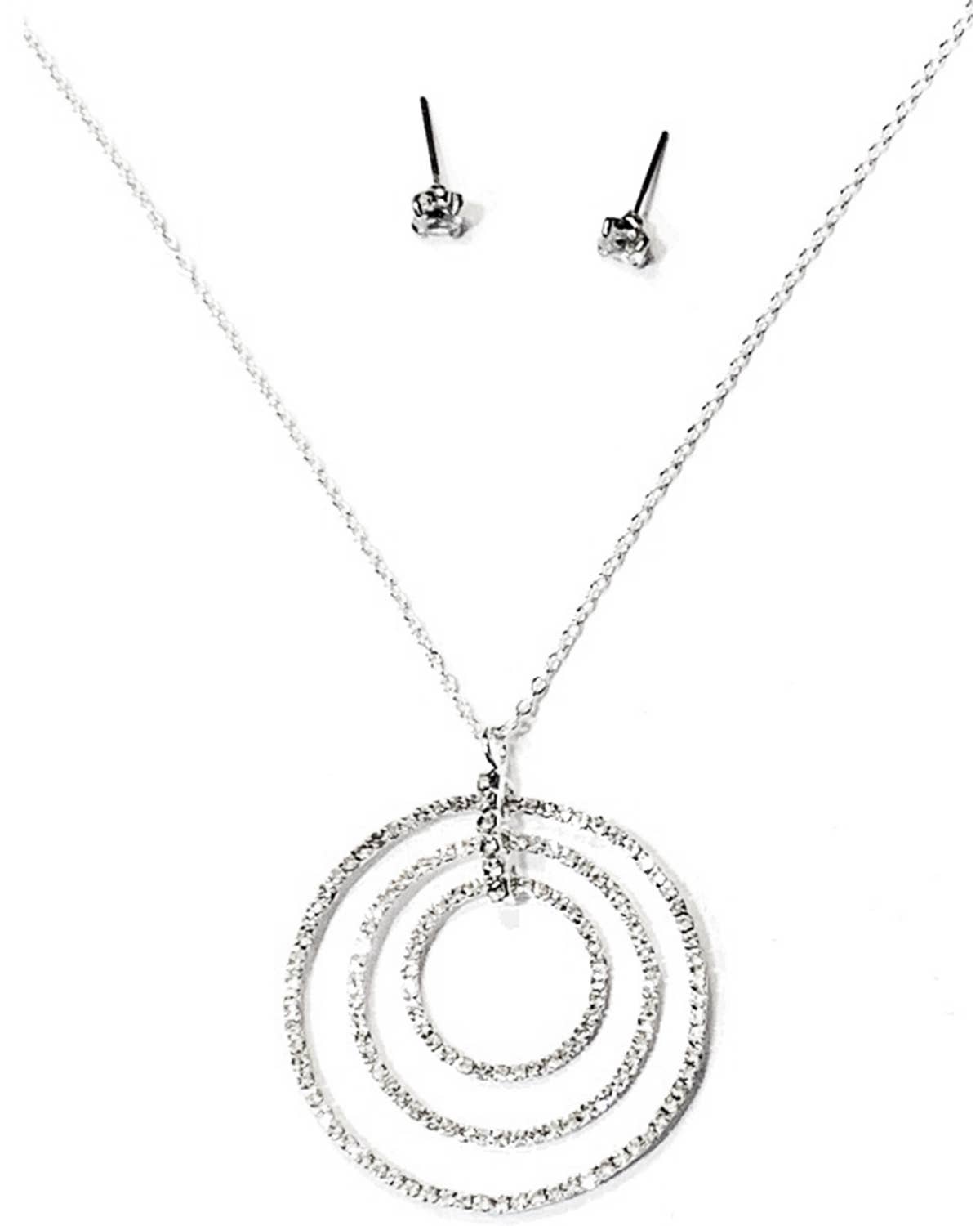 Rhinestone Layered Circle Pendant