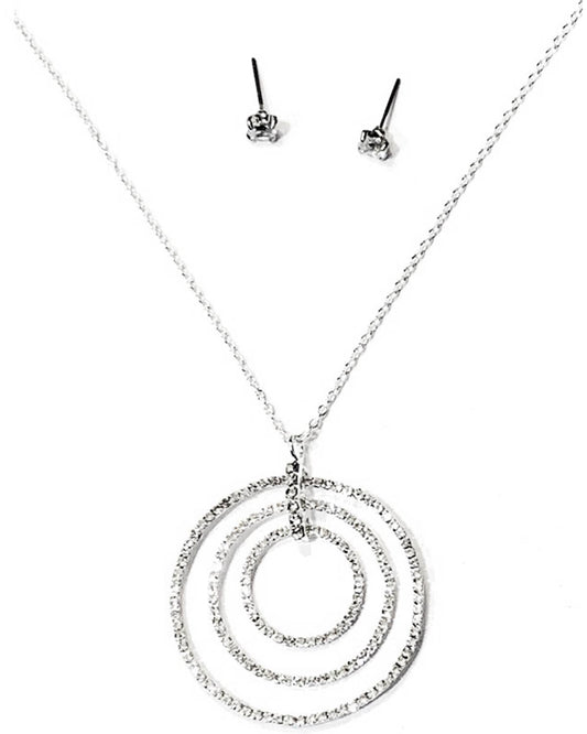 Rhinestone Layered Circle Pendant