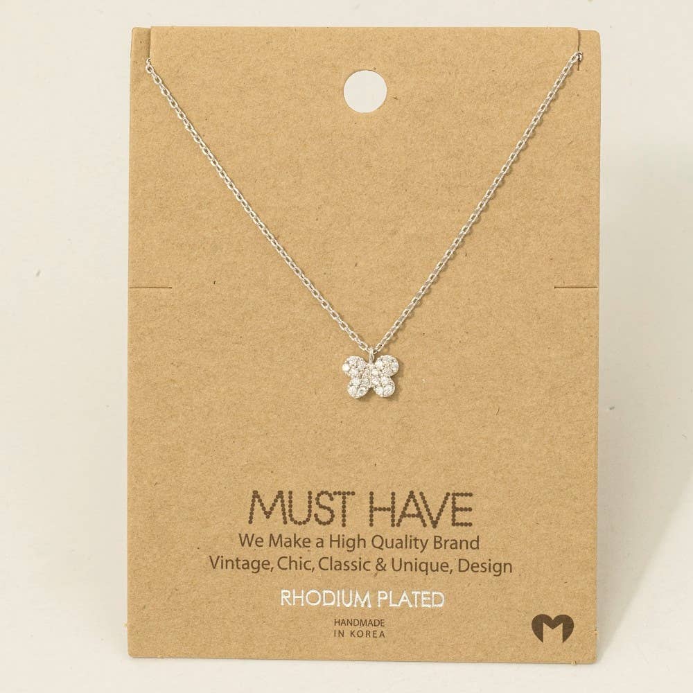 Gold Dipped Pave Mini Butterfly Charm Necklace