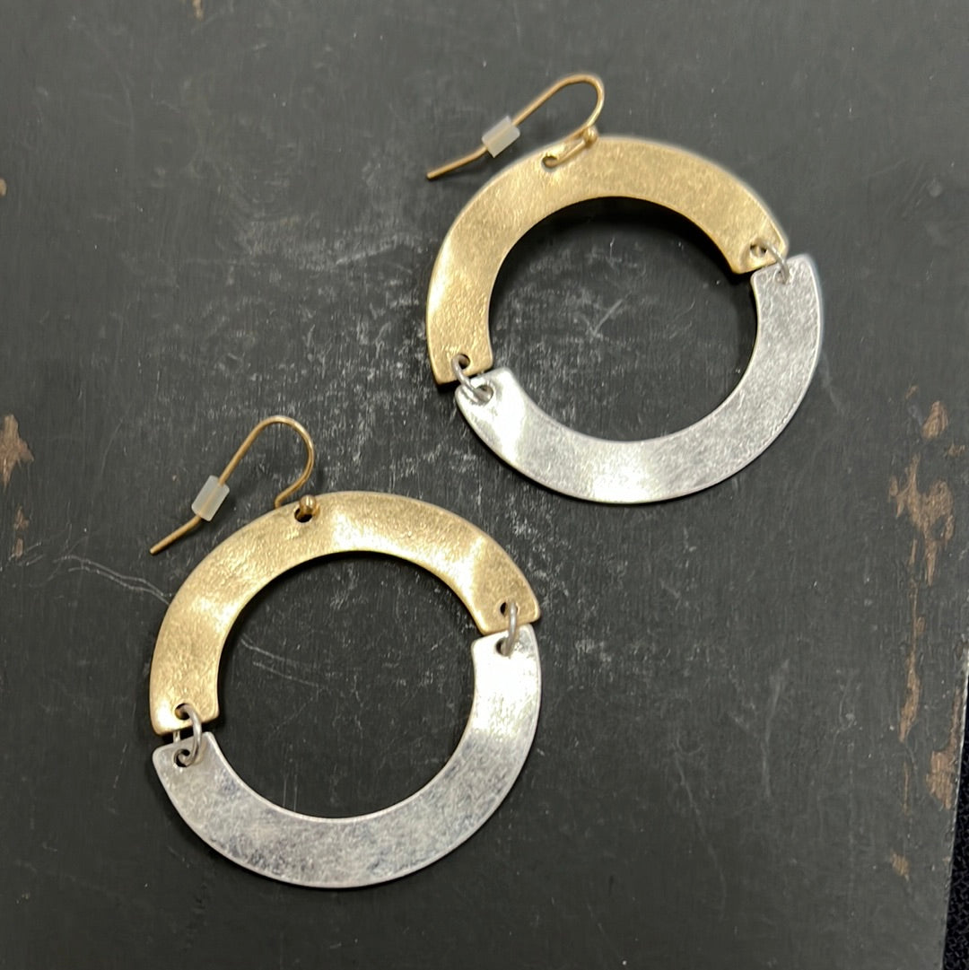 Two Tone Circle Earrings
