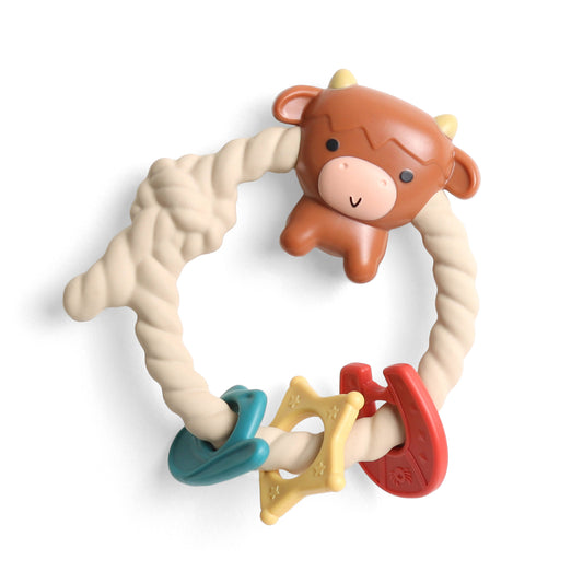 Ritzy Rattleβ’ Silicone Teether Rattles - Highland Cow