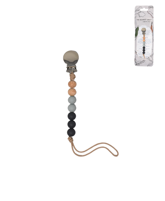 Uniquely Tied Pacifier Clip - Denim & Cloud