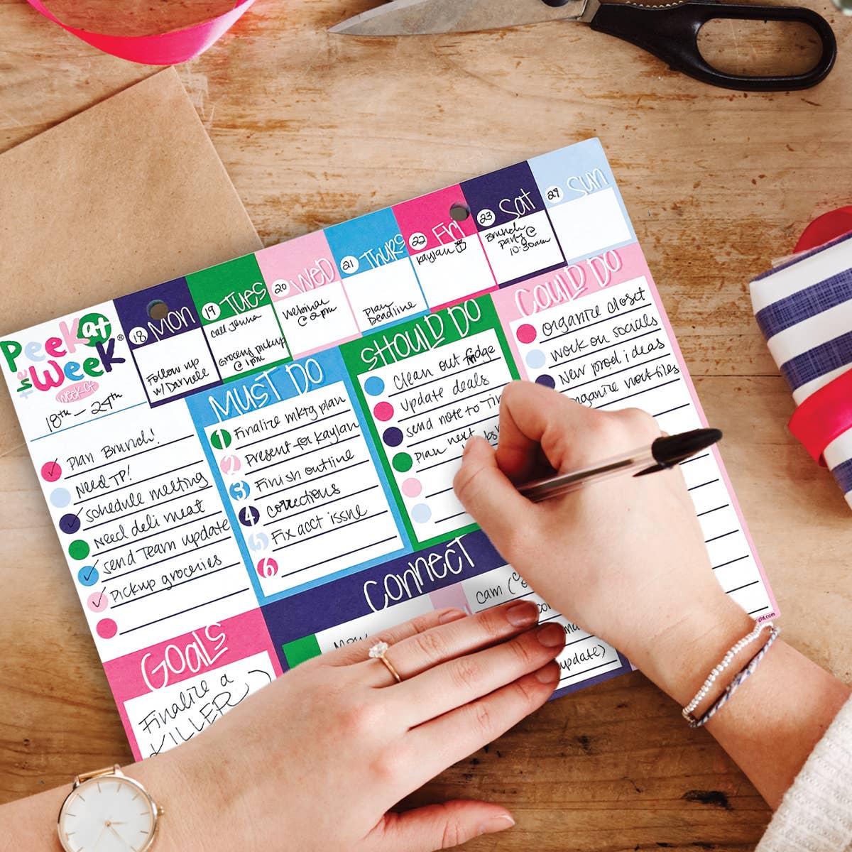 Peek at the Week® Weekly Planner Pad - Preppy 'n' Pink