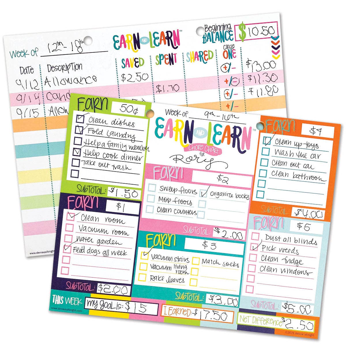 Earn & Learn® Kids Money Management Chore Chart - Kickin' Colors