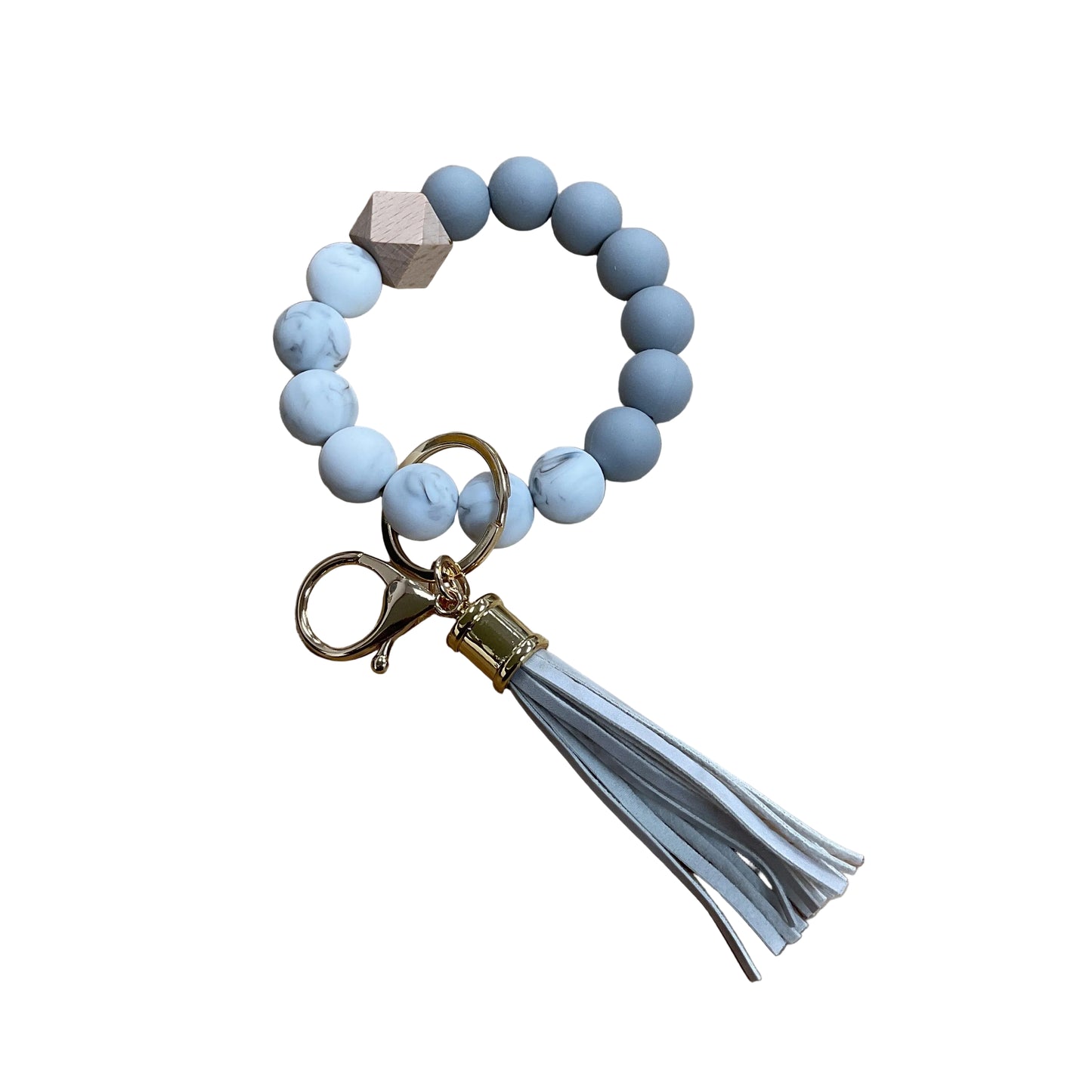Silicone Wristlet Keychain - Gray Marble