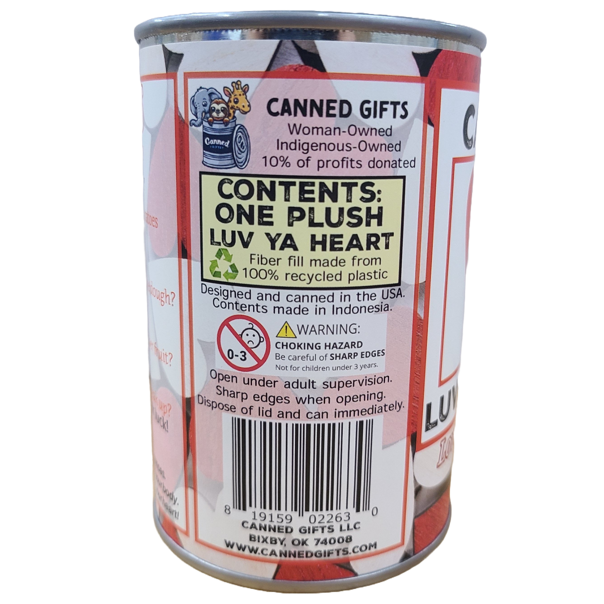 Canned Luv Ya Heart Plush