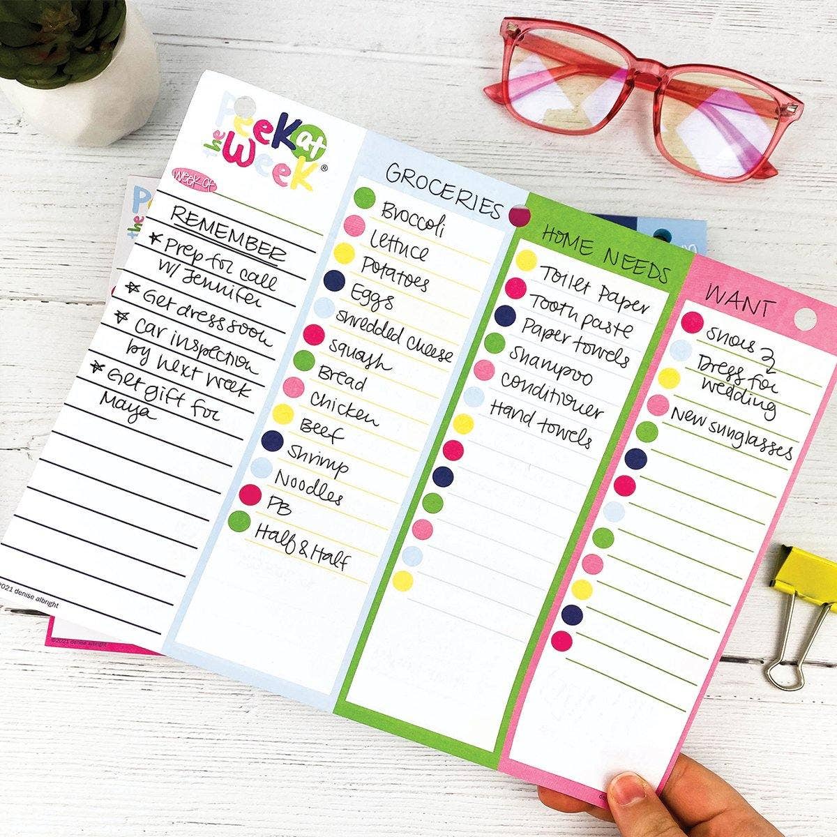 Peek at the Week® Weekly Planner Pad - Preppy 'n' Pink