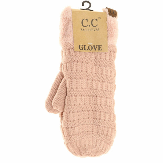 Solid Fuzzy Lined Women's Mittens
