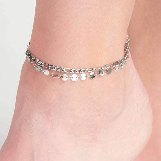 Waterproof Multi Row Figaro Chain Anklet