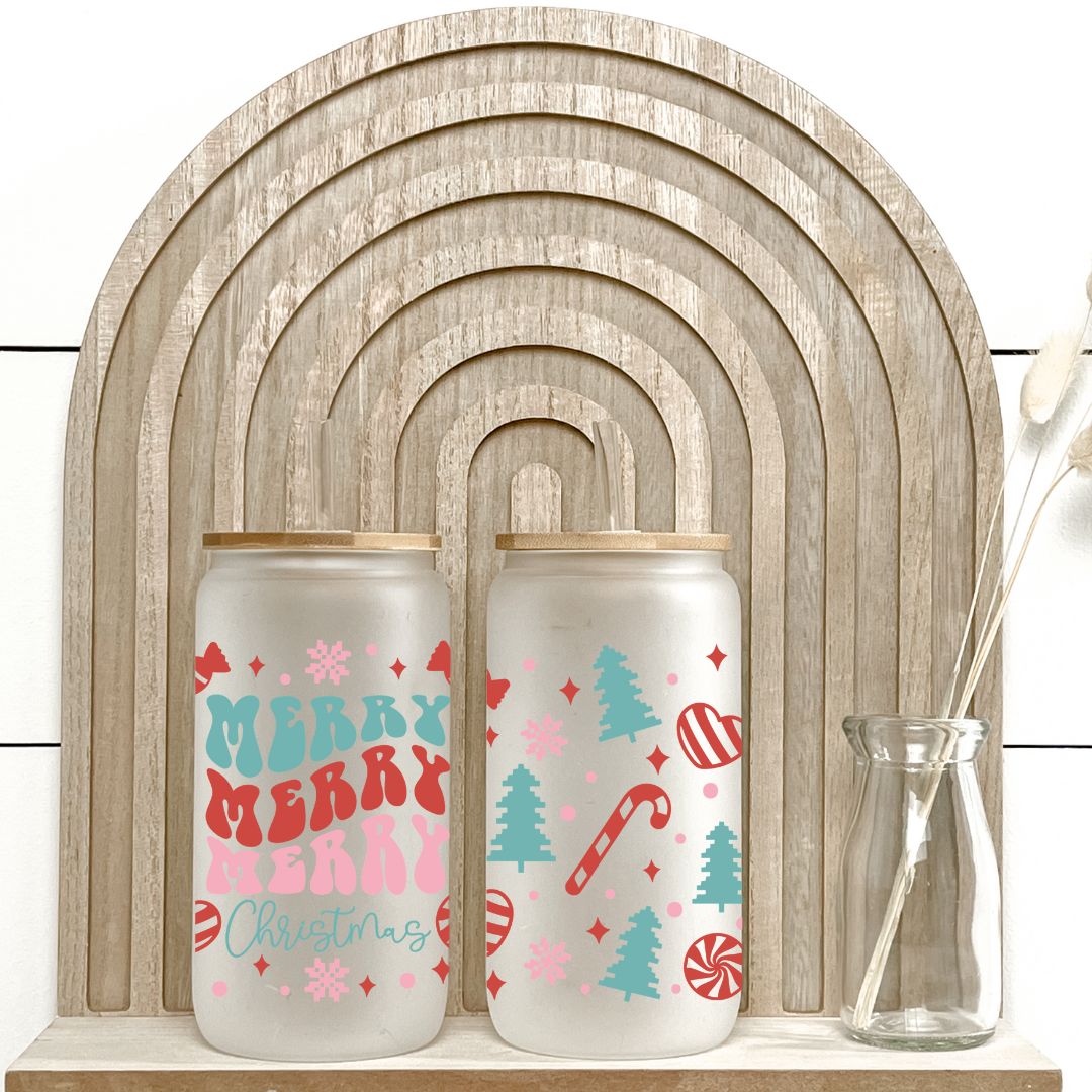 16 Oz Can Glass - Merry Christmas