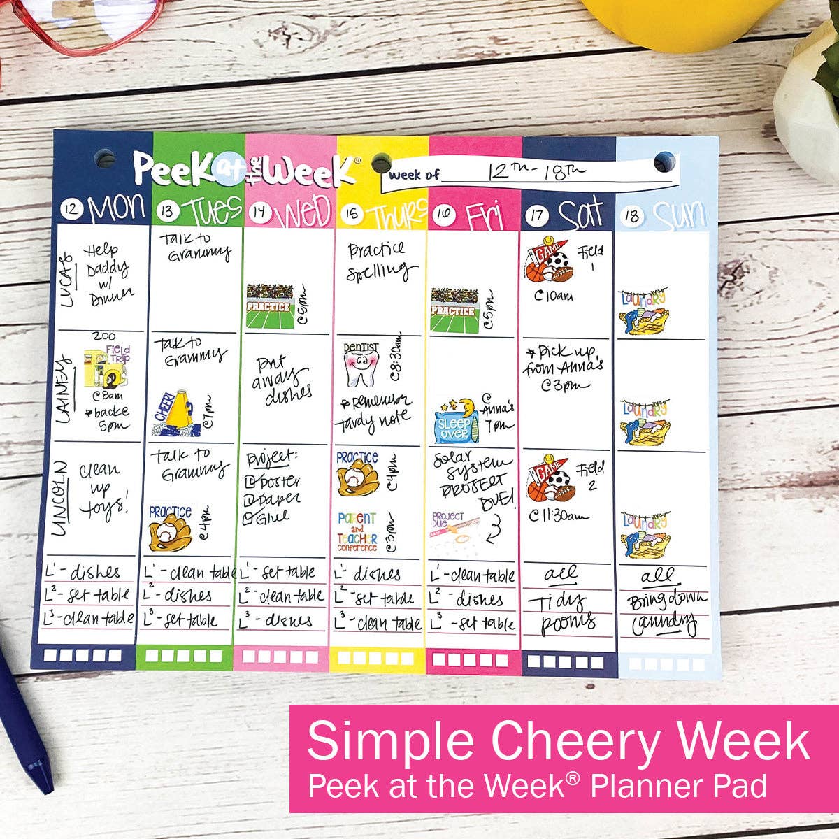 Peek at the Week® Simple Weekly Planner Pad