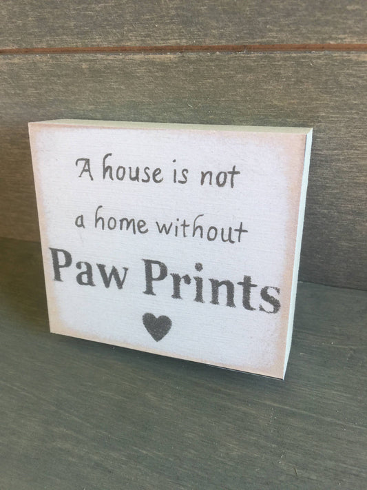 3x3 Block Sign - Paw Prints