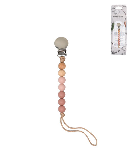 Uniquely Tied Pacifier Clip - Rosewood & Honeysuckle