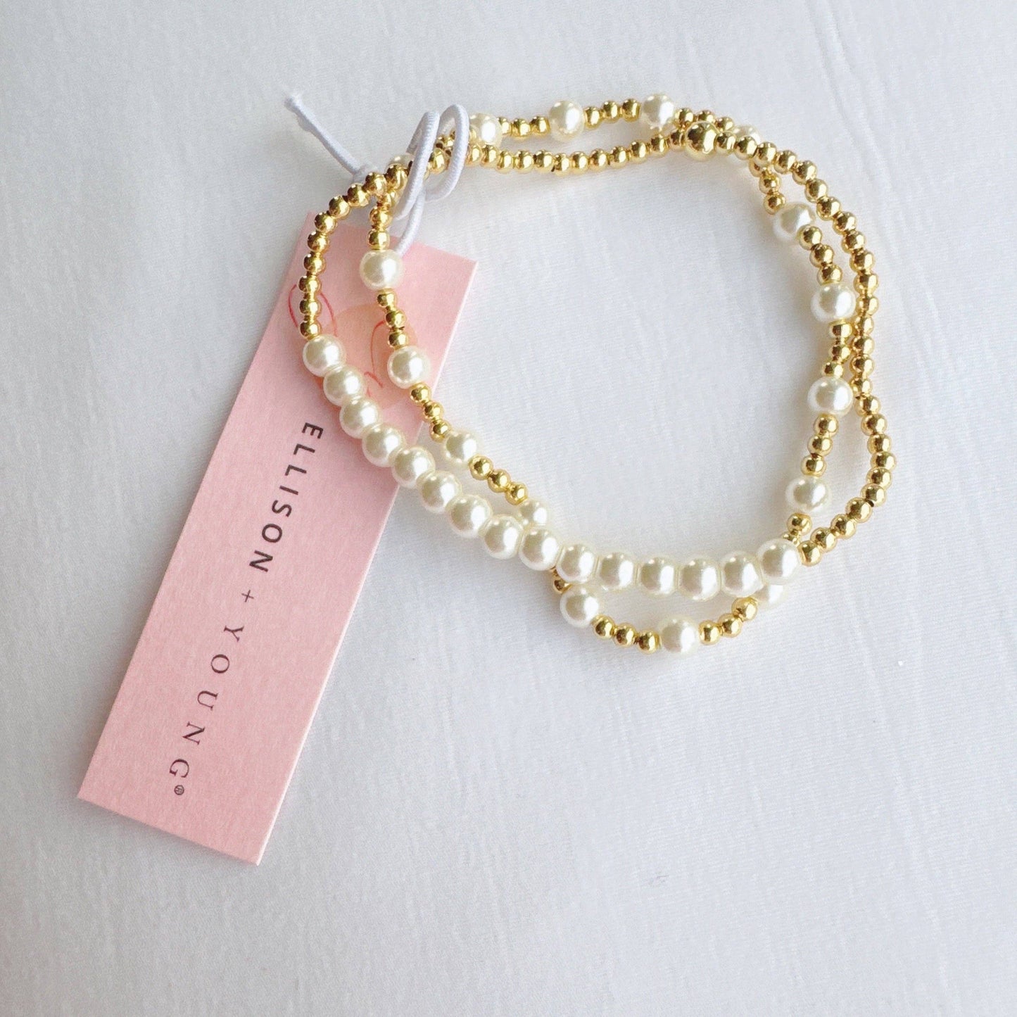 Pearls And Gold Stretch Bracelet Set