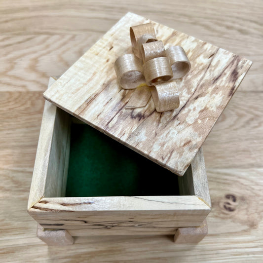 Spalted Maple Square Wood Keepsake Box