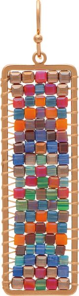 Multicolored Glass Bead Woven Earrings