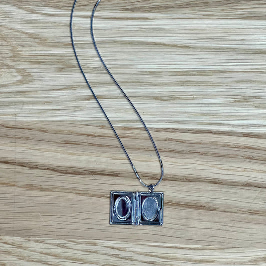 Silver Book Locket Necklace