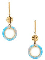 Blue Marbled Circle Earrings