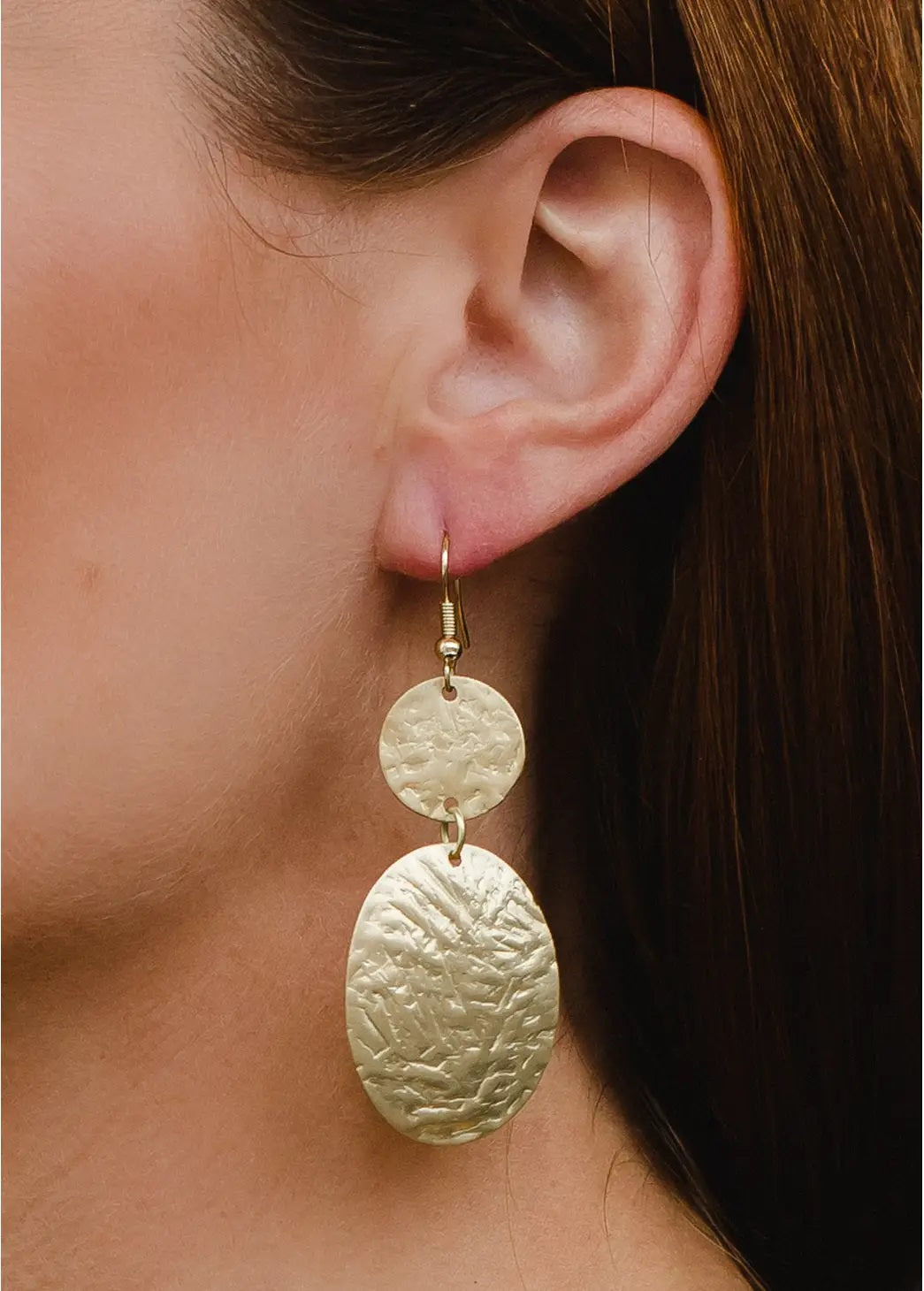 Gold Textured Dangle Earrings