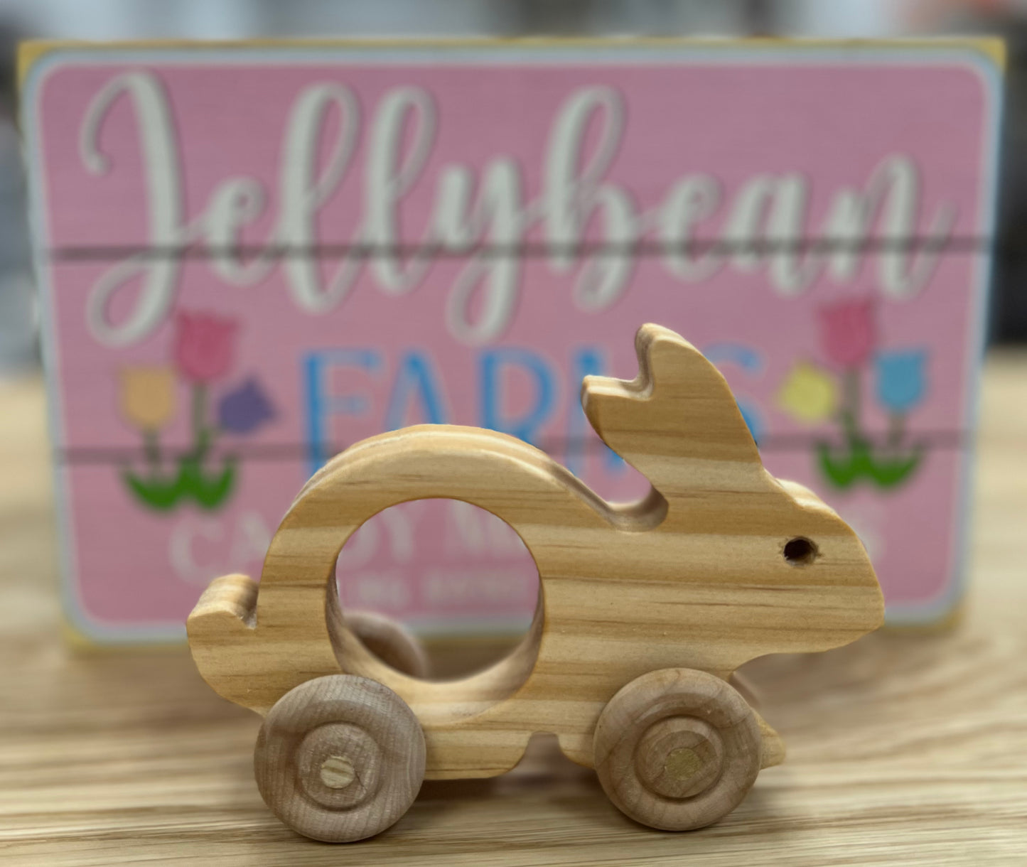 Handmade Wood Push Toy - Bunny