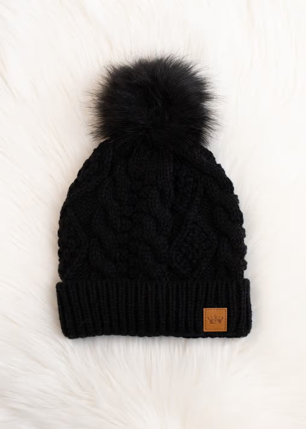 Cable Knit Hat - Black