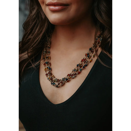 Multi Colored Beaded Layered Necklace