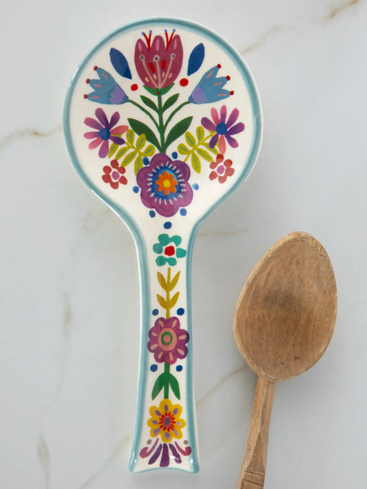 Natural Life Ceramic Floral Spoon Rest