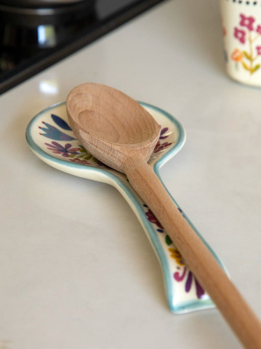 Natural Life Ceramic Floral Spoon Rest
