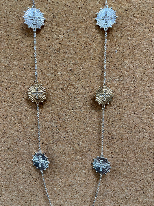 Silver & Gold Cross Necklace