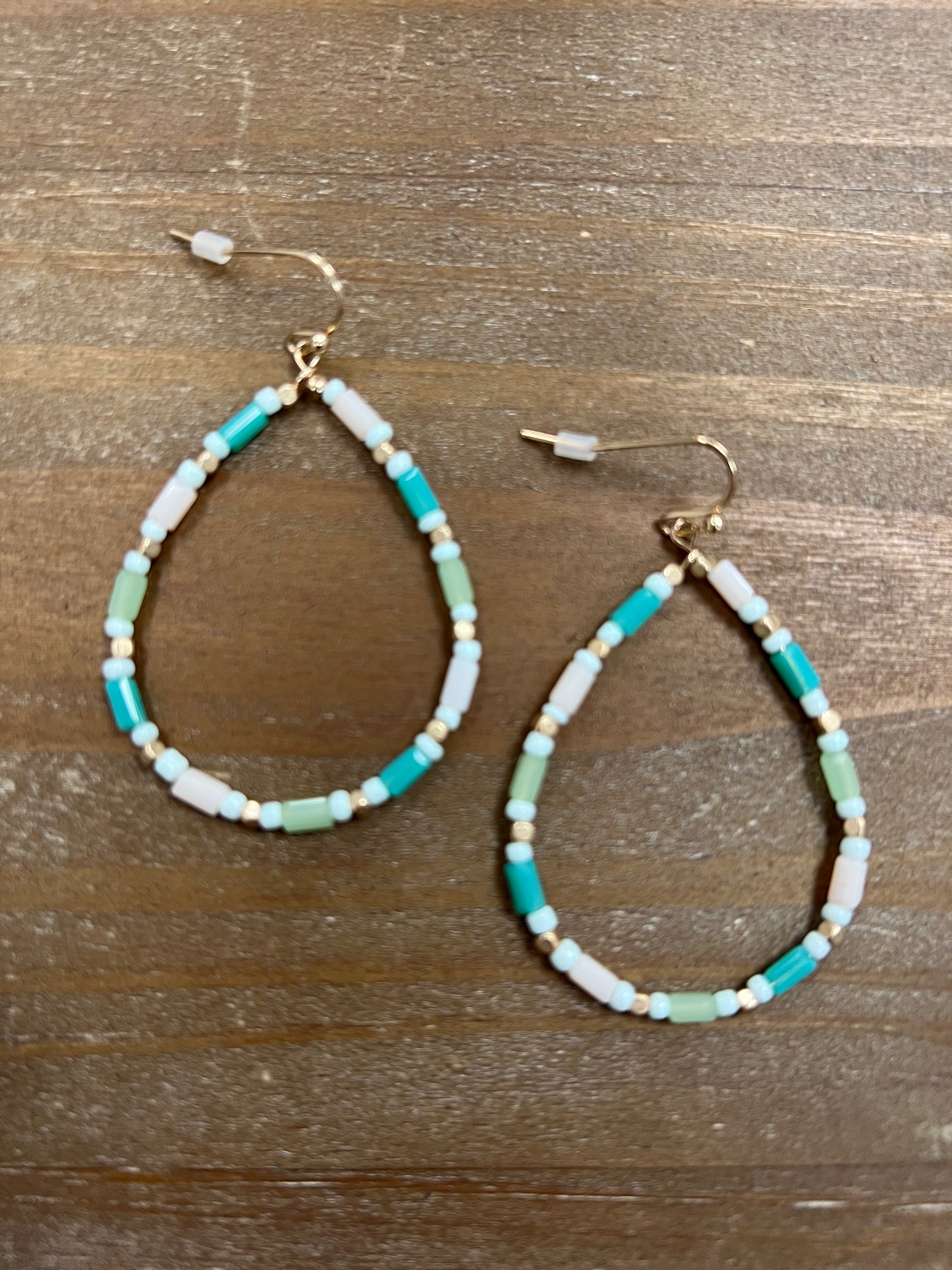Mint Beaded Loop Earrings