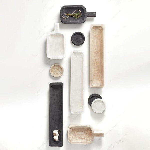 Paulownia Rectangle Tray - White
