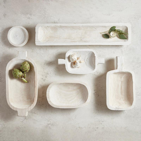 Paulownia Rectangle Tray - White