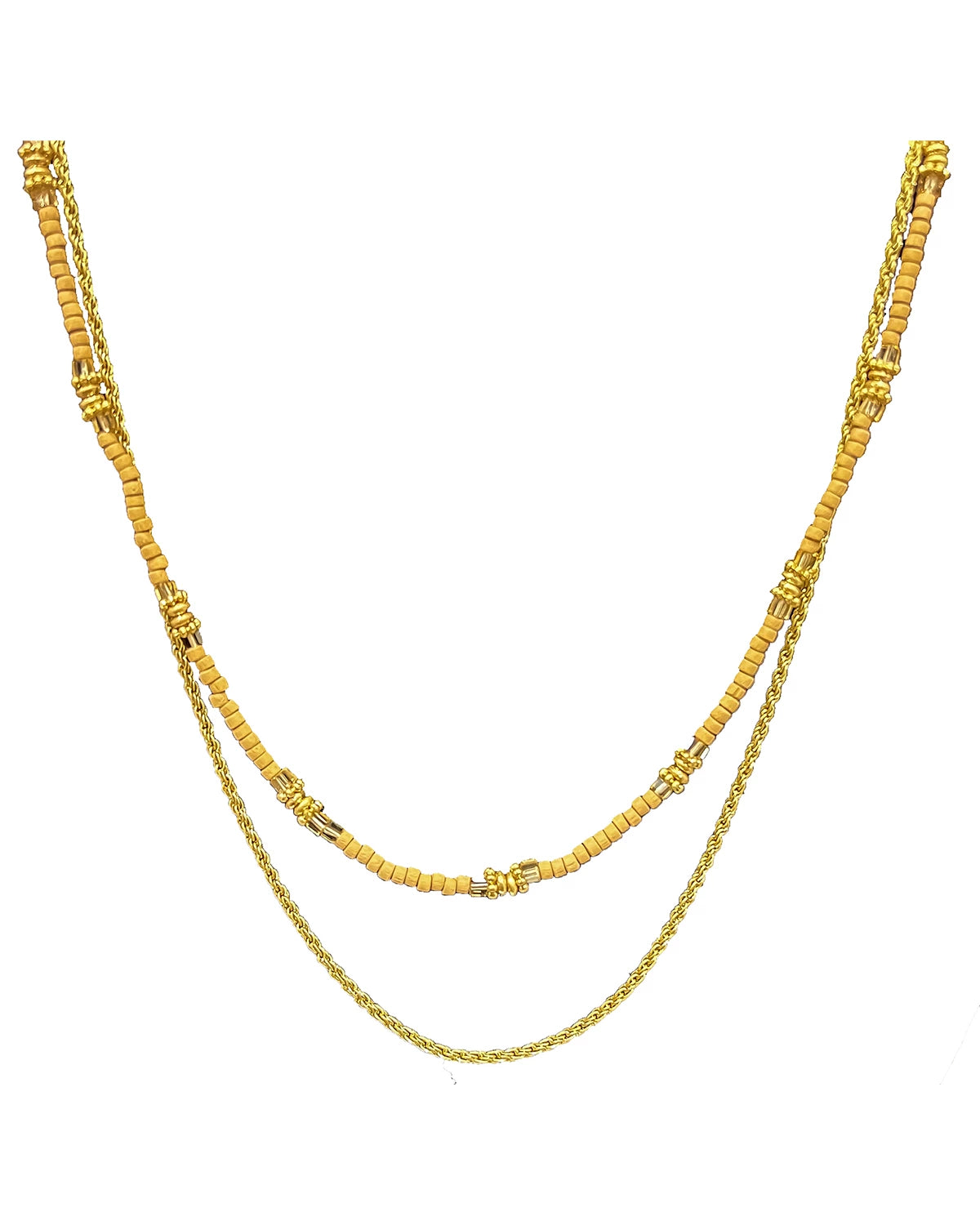 Layered Bead And Chain Necklace