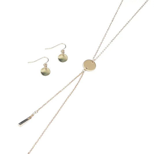 Gold Disc Necklace & Earring Set