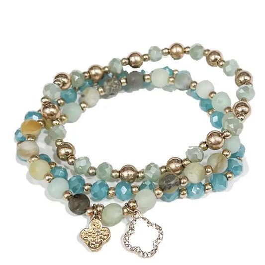 Light Blue Three Strand Stretch Bracelet