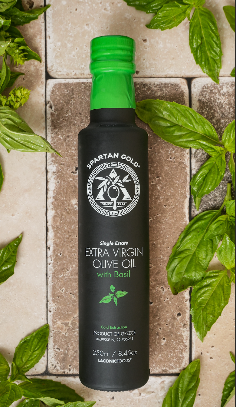 Platinum Award Winner | Spartan Gold with BASIL Premium Extra Virgin Olive Oil (EVOO) | Single Estate | 250ml
