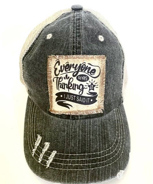 Everyone Was Thinking Distressed Trucker Hat - Bling / Black Khaki