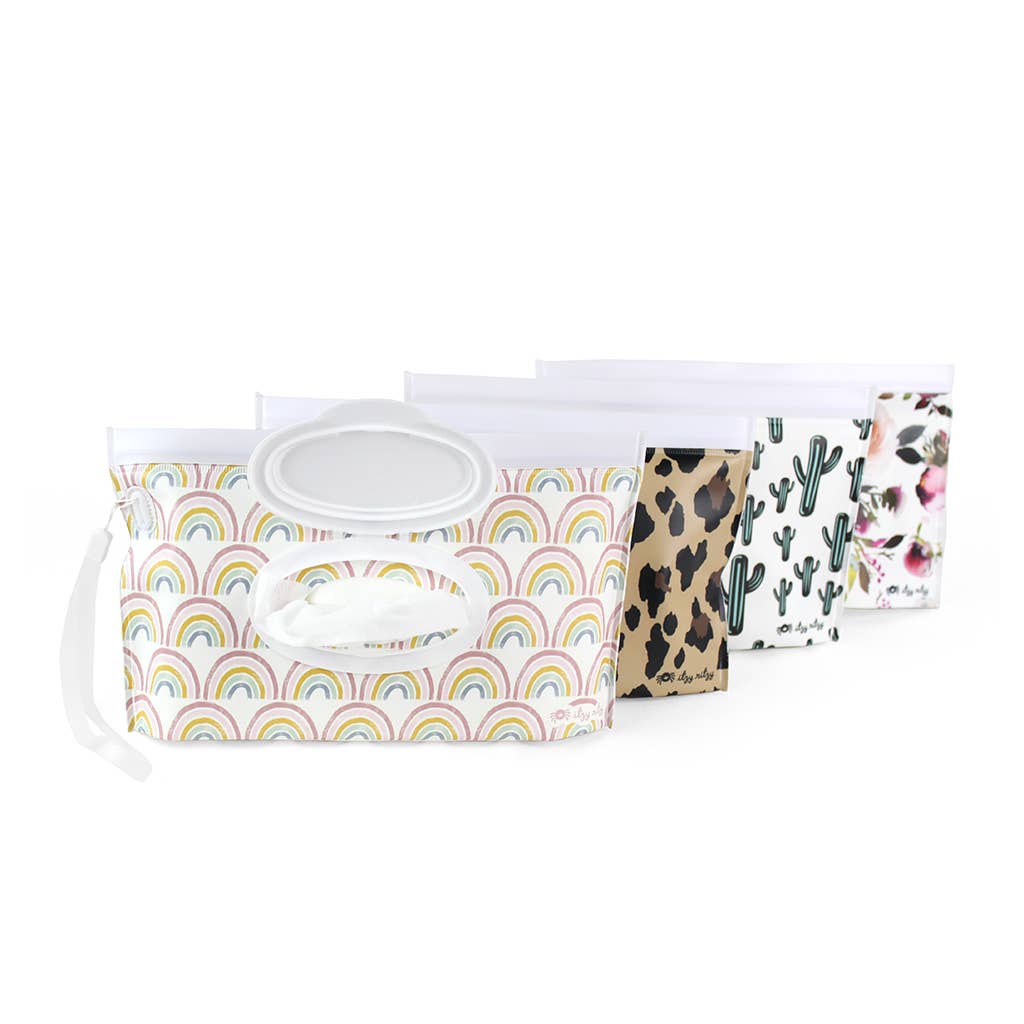 Take & Travel™ Pouch Reusable Wipes Cases: Raining Dinos
