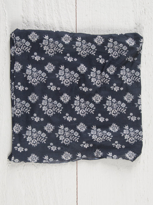 Half Boho Bandeau Headband - Black With Cream Floral